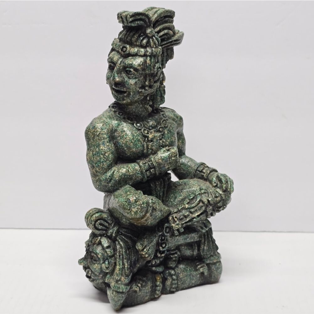 Vintage Zarebski Mayan Governor Palenque Crushed Stone Warrior God Figurine